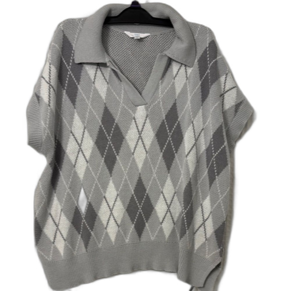 Time and Tru Gray Argyle V-Neck Sweater Size XL - Picture 1 of 5